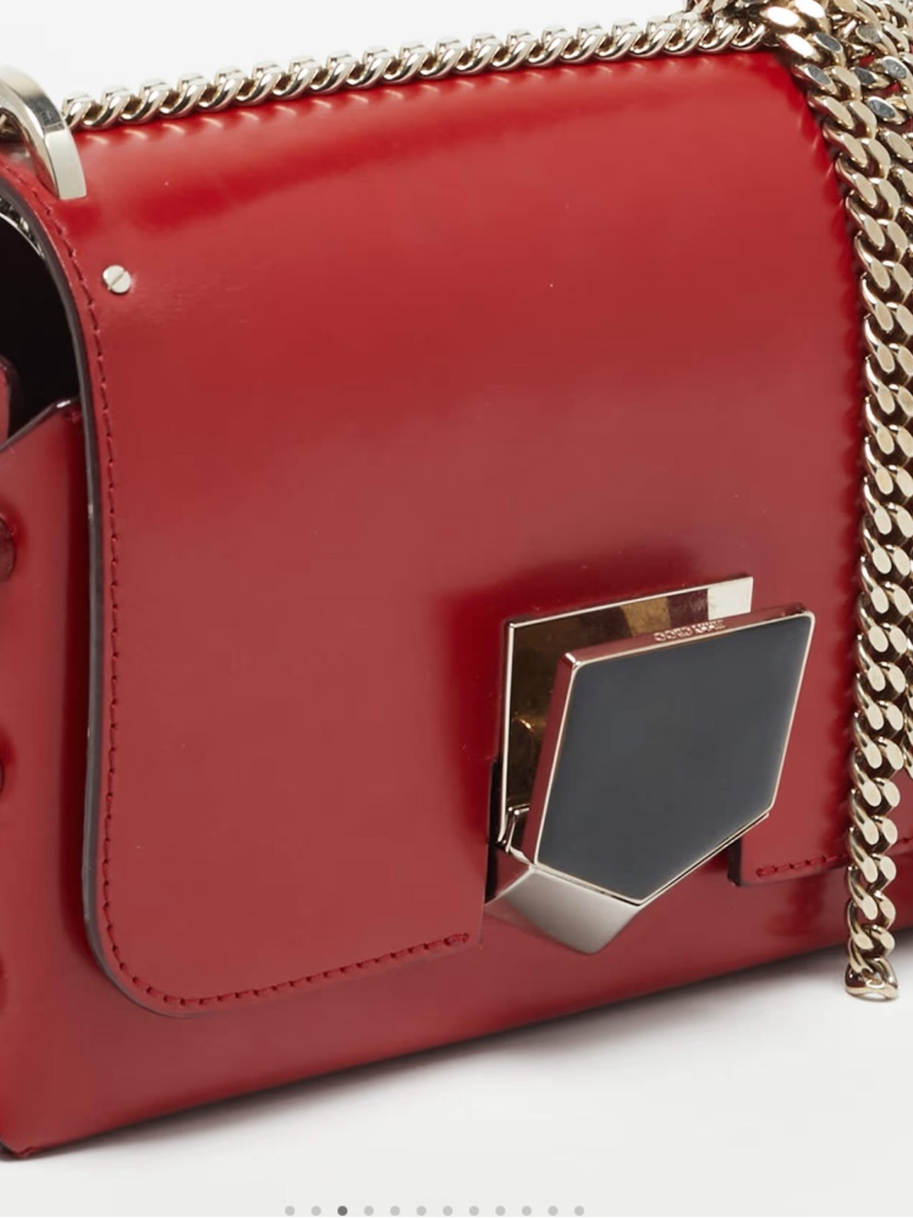 JimmyChoo Red Leather Chain Shoulder Bag - Picture 4 of 4